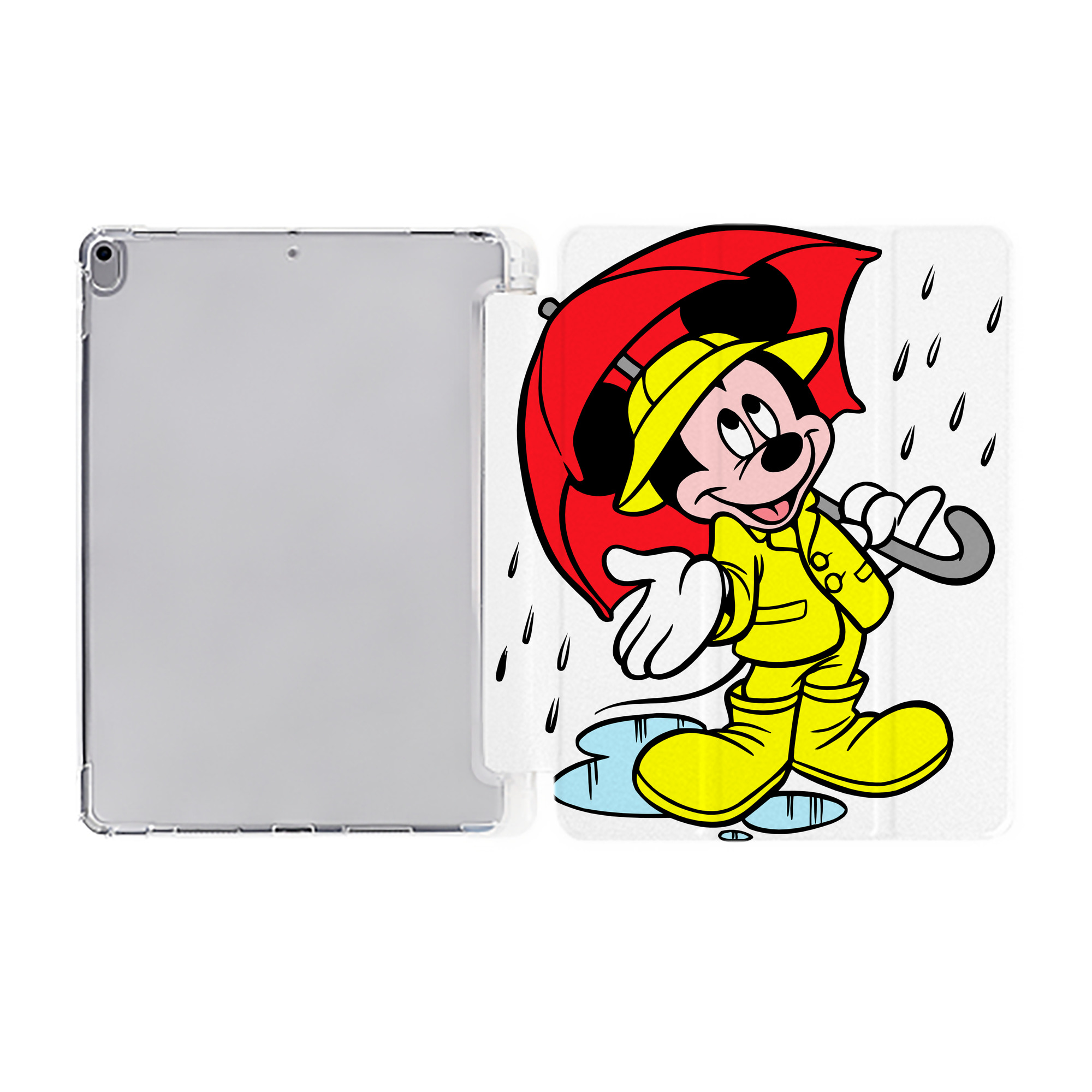 ミッキーマウス Mickey Mouse IPad ケース ペン収納付き 三つ折りスタンド PUレザー×シリコン 対応機種9.5/10.5/10.9インチ